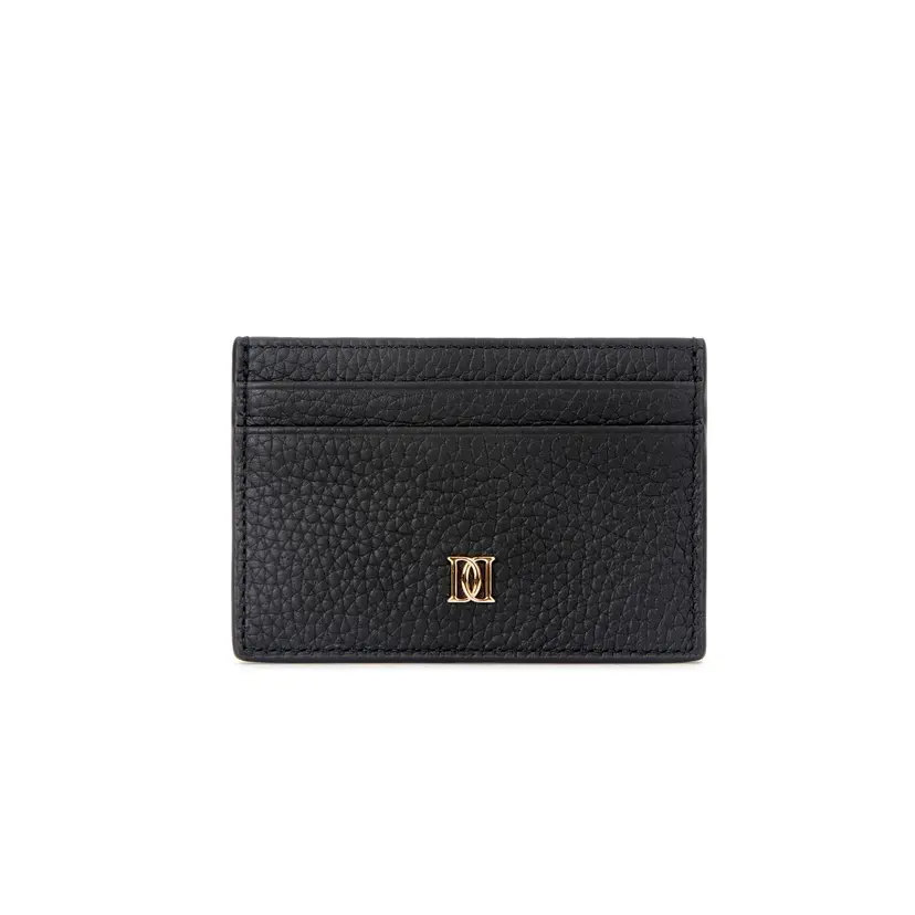 Dark Leather Card Holder Grain Black