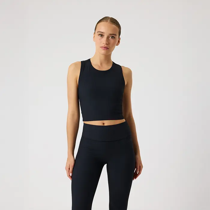 Björn Borg Studio Ribbed Cropped Singlet Svart