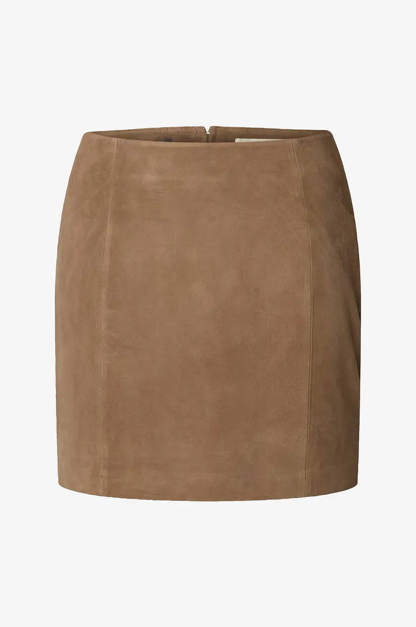 Selected Women Semsket skjørt slfSuri HW Suede Mini - Natur