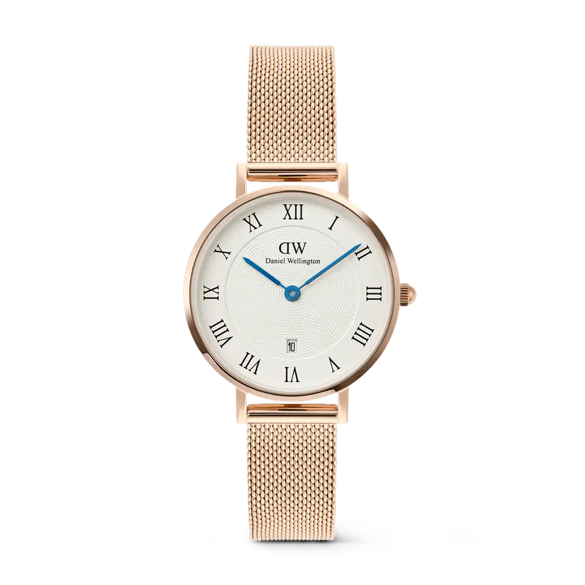 Daniel Wellington Rose Gold 28mm Watch Petite Roman Numerals Date | DW