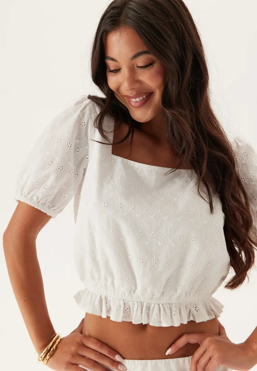 Bubbleroom Broderie Anglaise Short Sleeve  Blouse