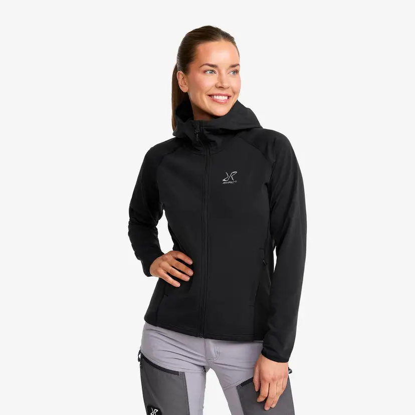 RevolutionRace Evolution Light Stretch Fleece Hoodie Dame Black