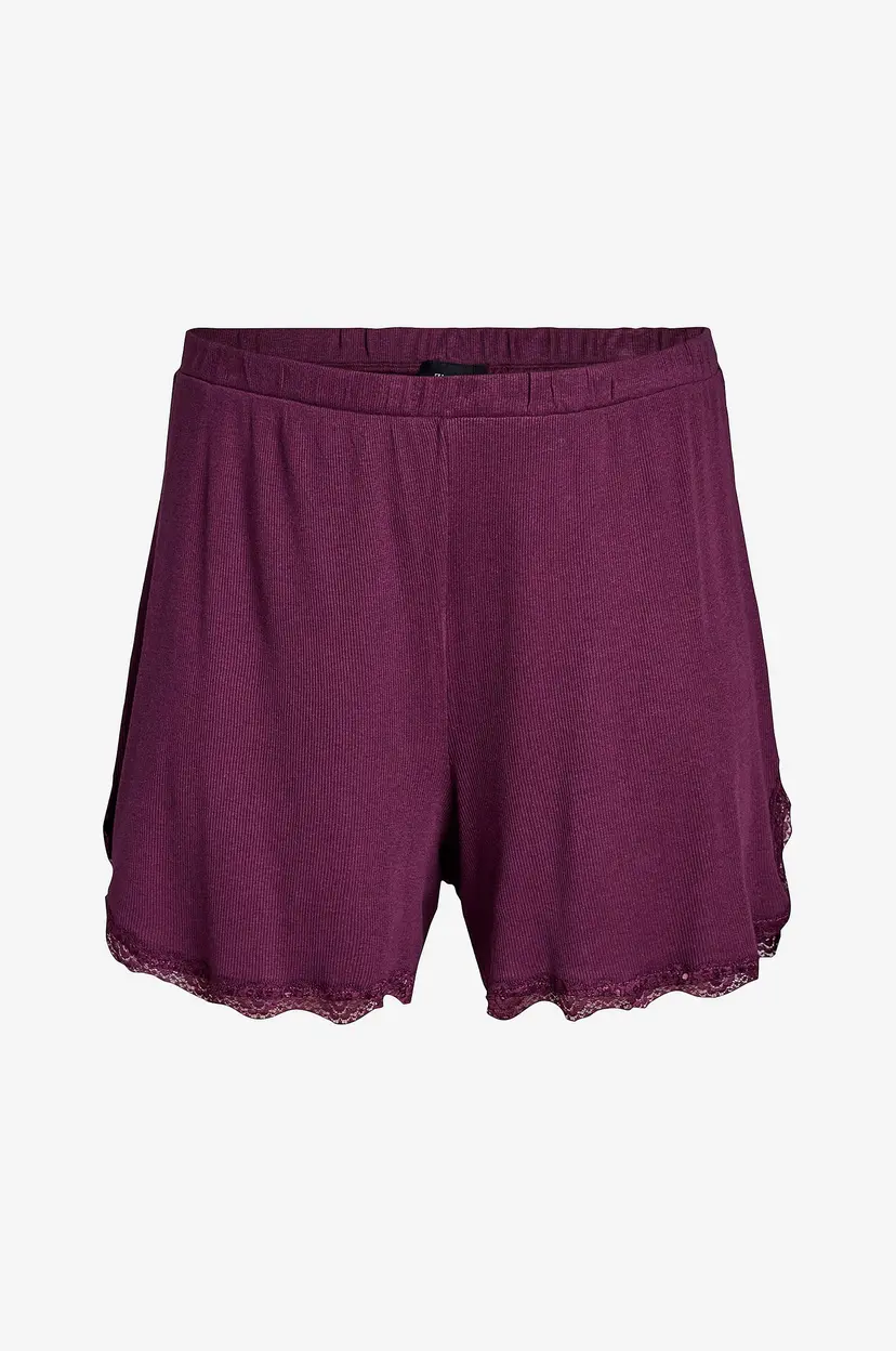 Zizzi Pyjamasshorts melna Lace - Rød