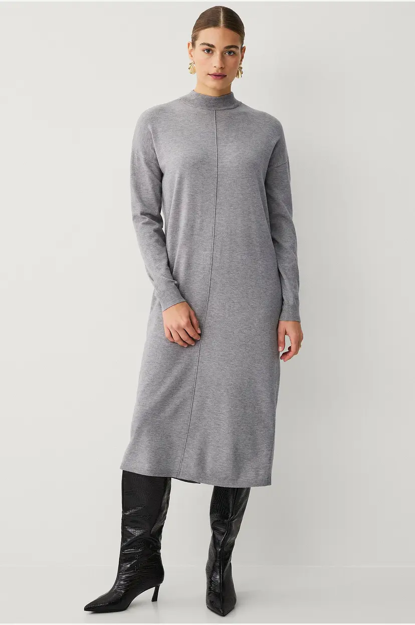 Vila Kjole viAmanda L/s Long Knit Dress - Grå