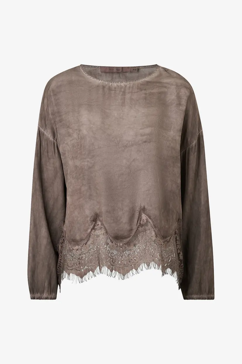 Costamani Bluse Mila L/S Lace Blouse - Brun