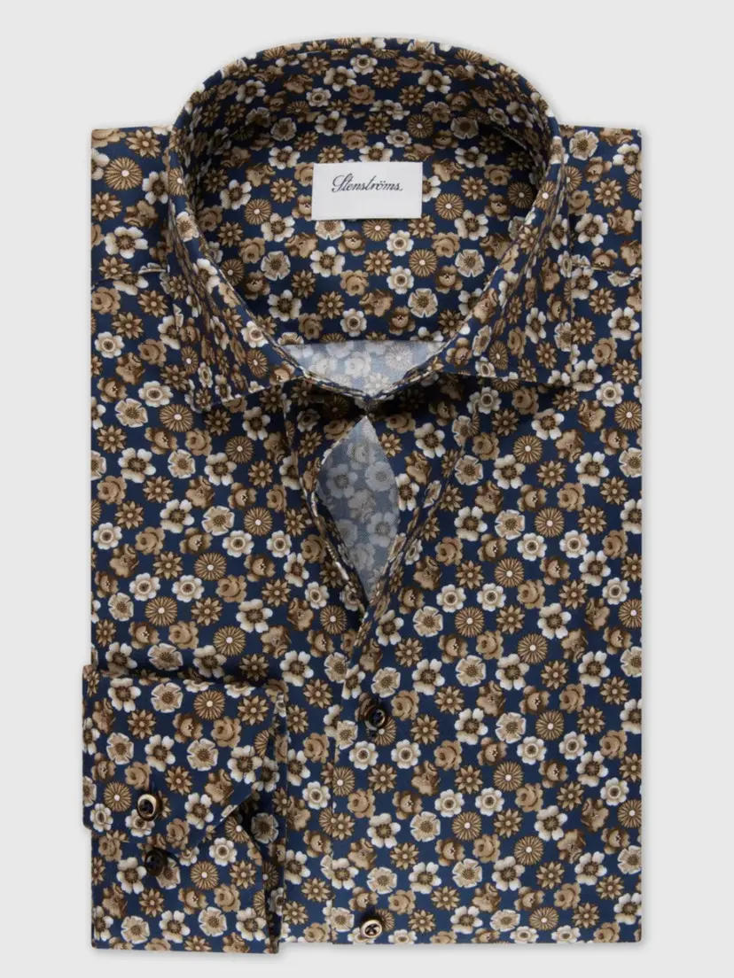 Stenströms Fitted Body Floral Oxford Shirt