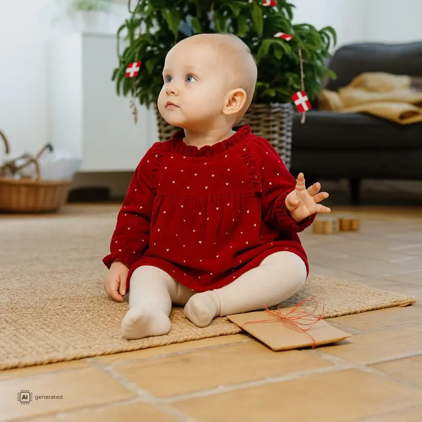 Hust and Claire Hust and Claire - Julekjole Baby Velour Kis Gold Teaberry