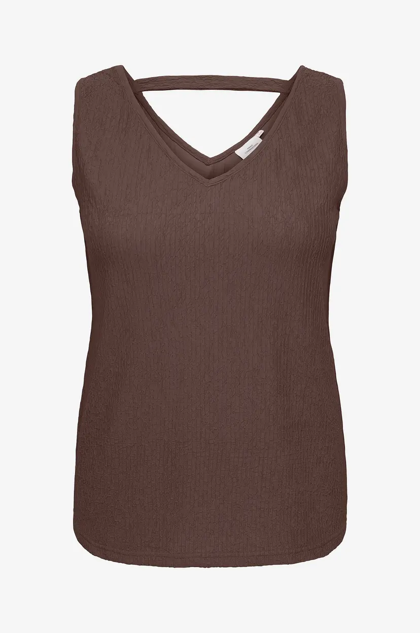 Only Carmakoma Topp carReina SL V-neck Structur - Brun