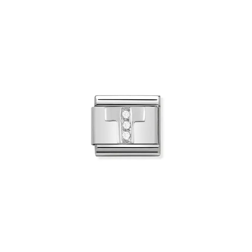 Nomination Letter T Cubic Zirconia Silver