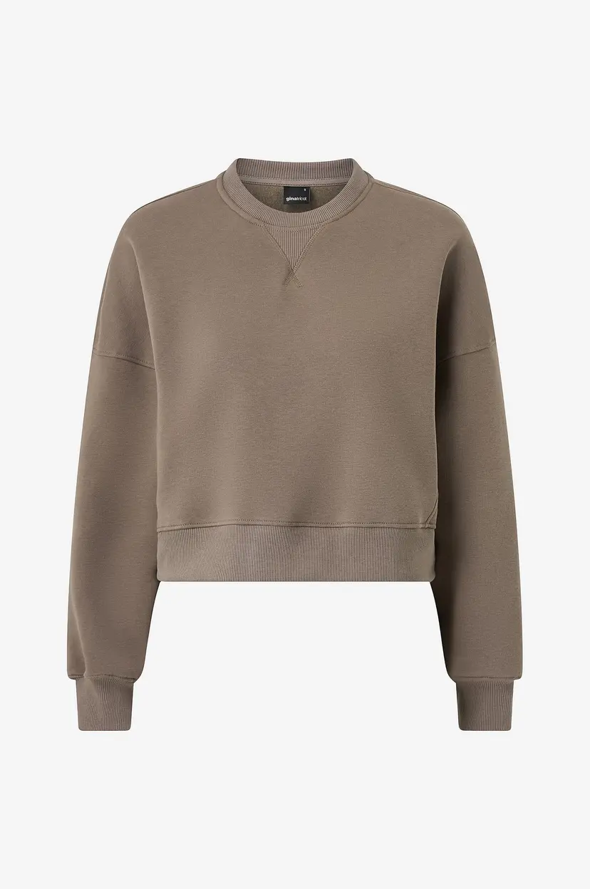 Gina Tricot Collegegenser Crop Crewneck Sweater - Brun