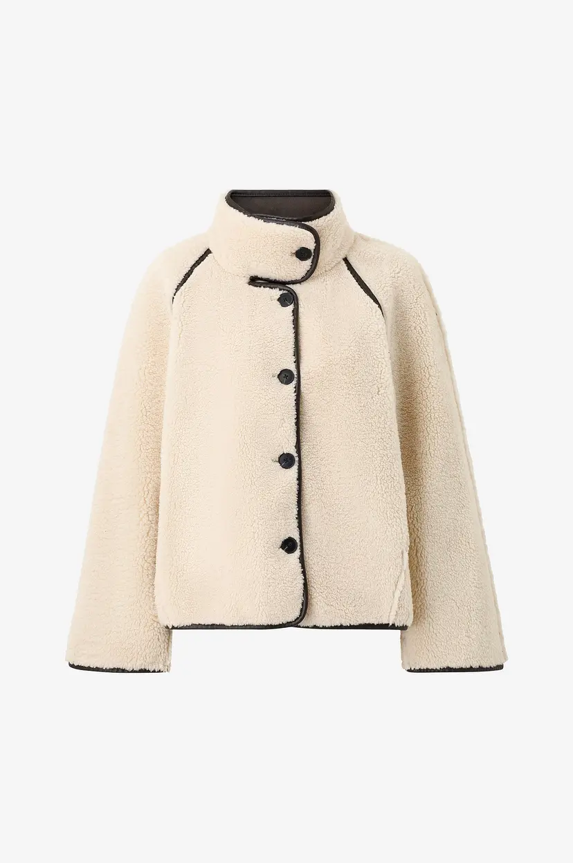 Gina Tricot Jakke Reversible Teddy Jacket - Hvit