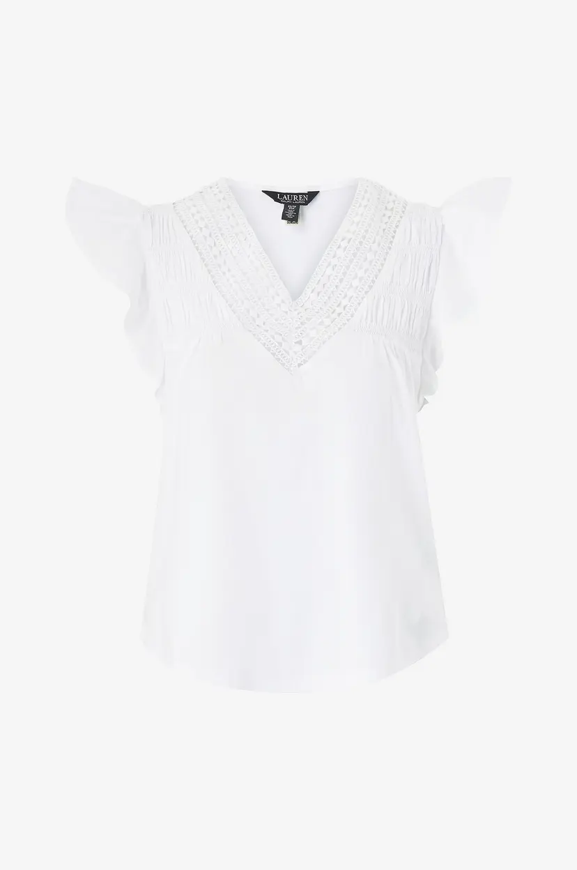 Lauren Ralph Lauren Topp Uptown Ctn Mdl Jrsy-ssl-plo - Hvit