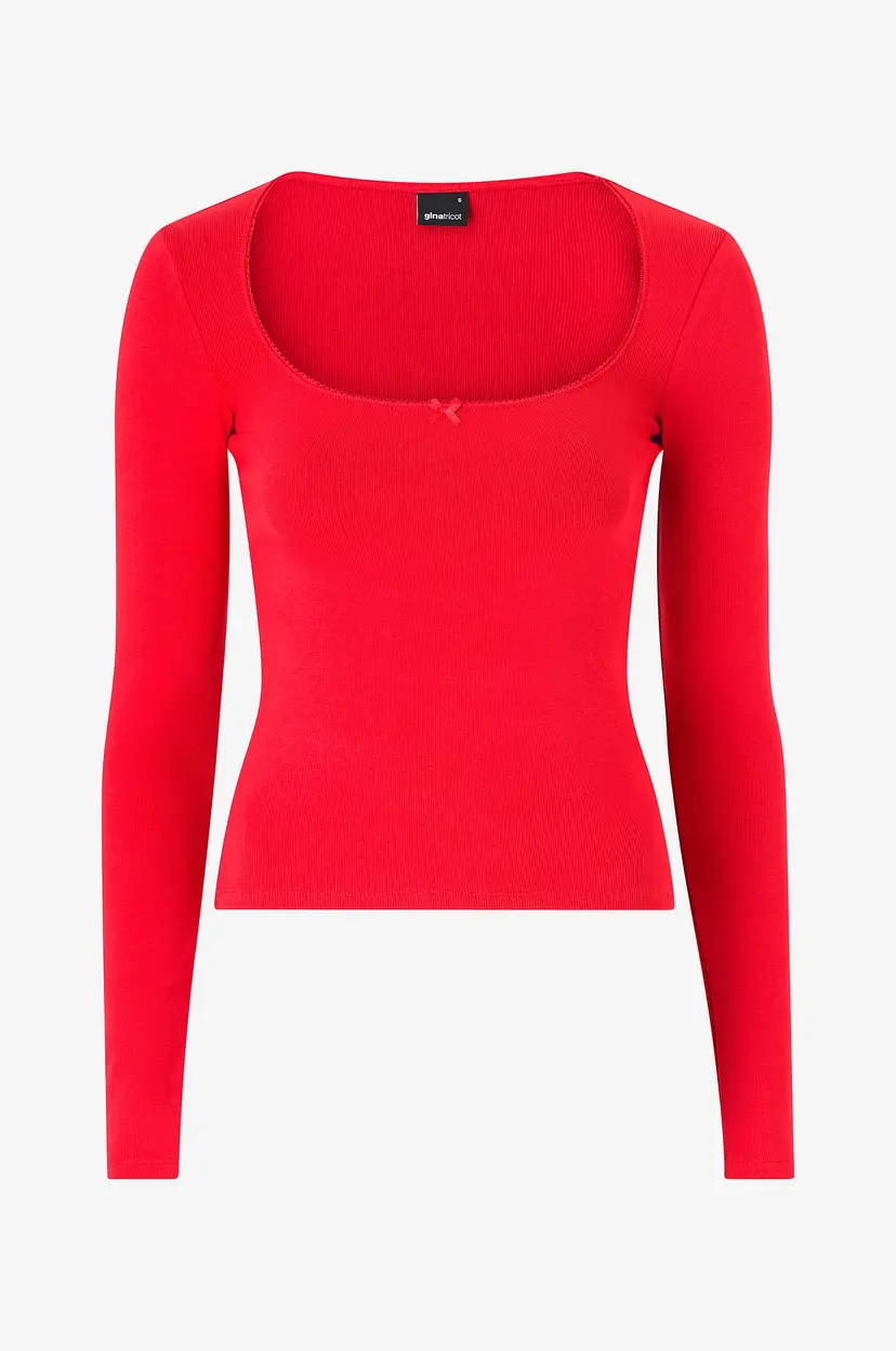 Gina Tricot Topp Tight Rib Long Sleeve - Rød