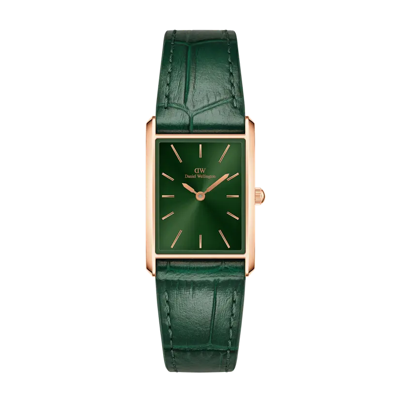 Daniel Wellington Rose Gold 22x32 Watch Bound Crocodile Emerald Sunray | DW