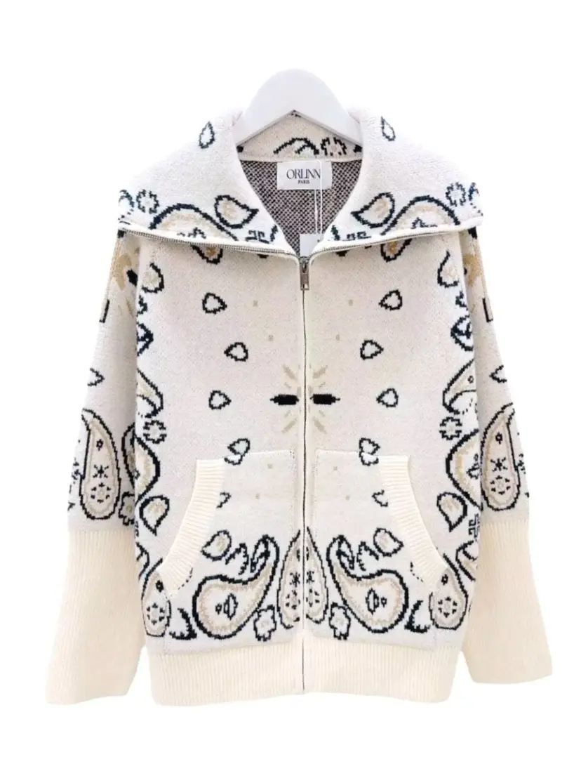 From Paris With Love Paisley Zip Ecru