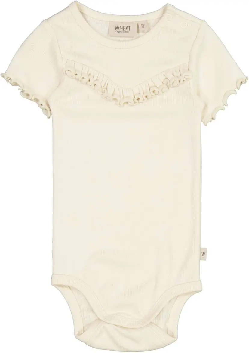 Wheat Wheat Rib Body Ruffle Ss Eggshell (92 / 2 år)