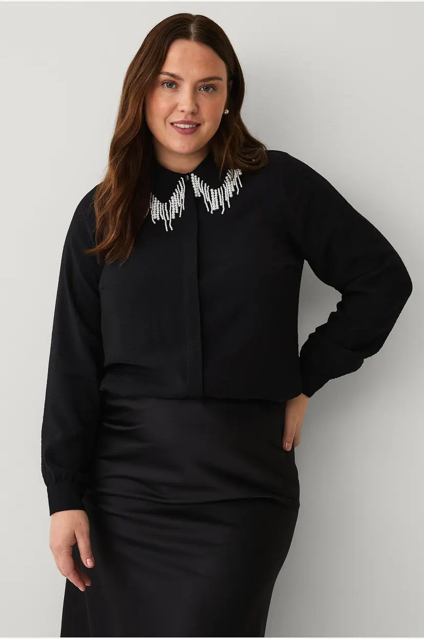 Zizzi Skjorte eLina L/S - Svart