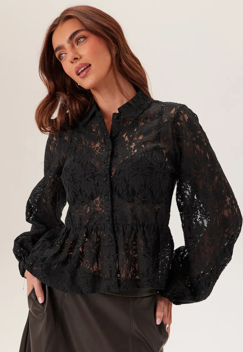 Bubbleroom Lace Peplum Blouse