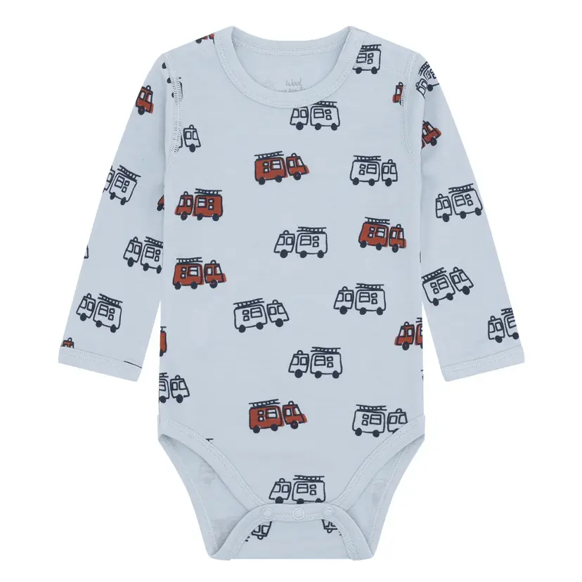Hust and Claire Hust and Claire - Body Ull og Bambus Baloo Firetruck Baby Blue