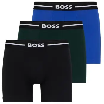 BOSS BOSS 3P Solid Cotton Bold Boxer Svart/Blå bomull Large Herre