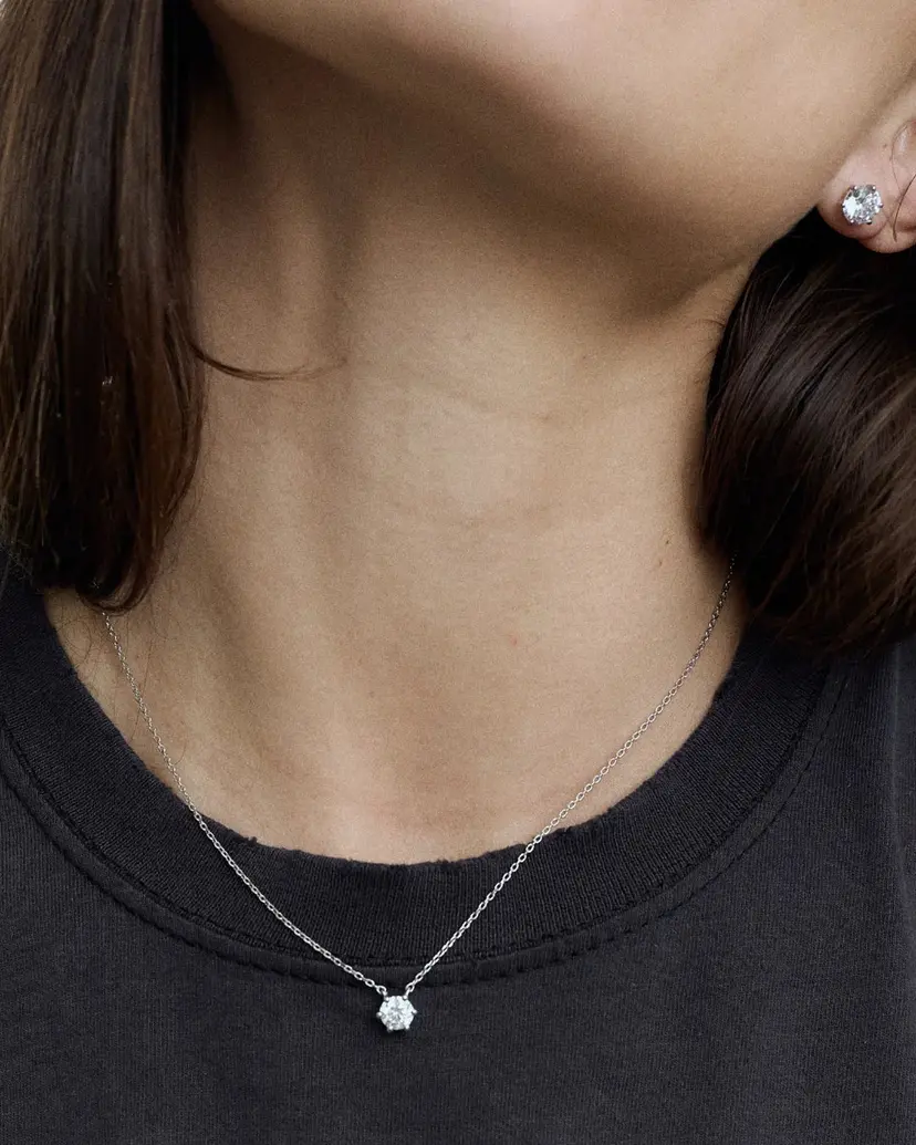 ANI Jewels Solitaire Necklace 6mm Silver