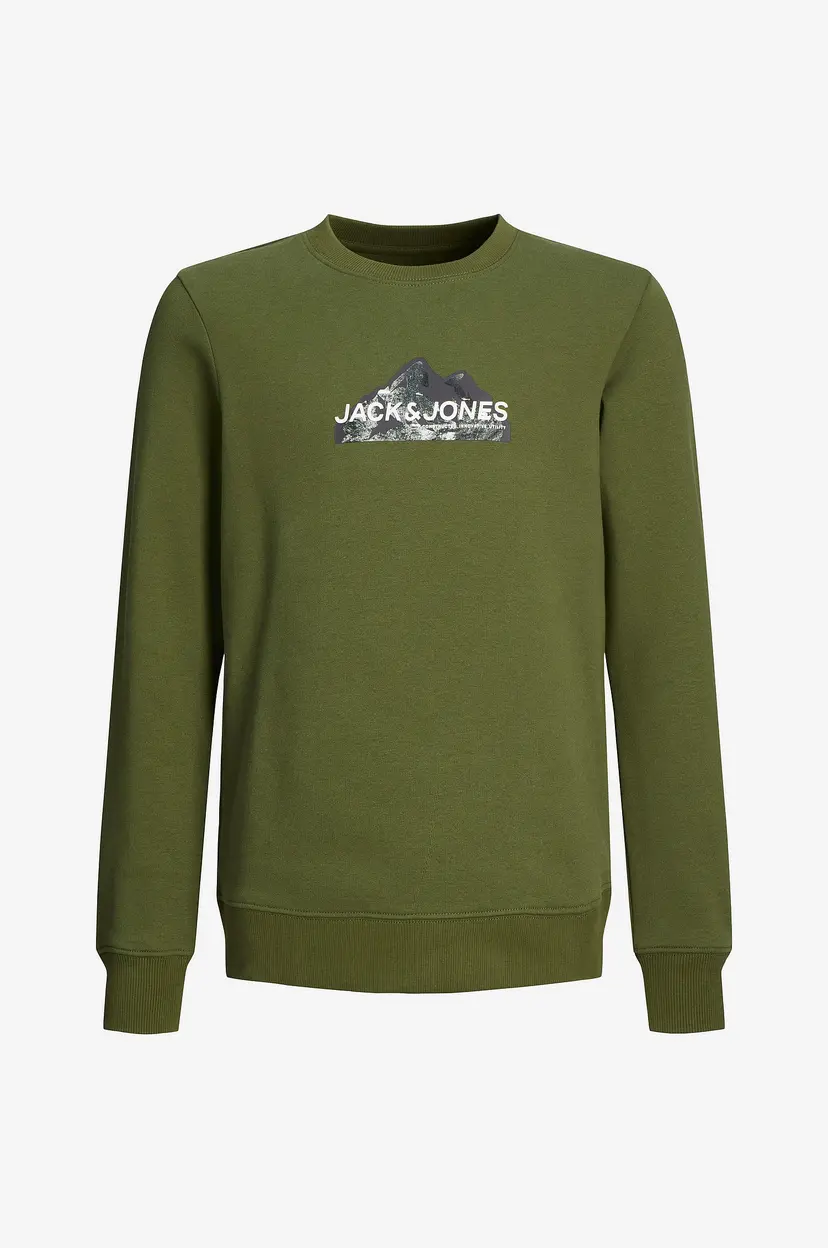 Jack & Jones Junior Collegegenser jcoMountain Logo Sweat Crew Neck SN - Grønn
