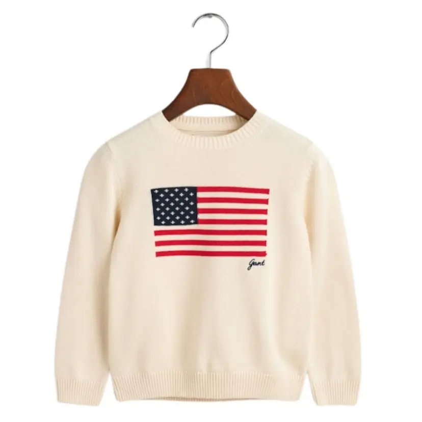 GANT Gant - Genser Flag Knit C-Neck Cream