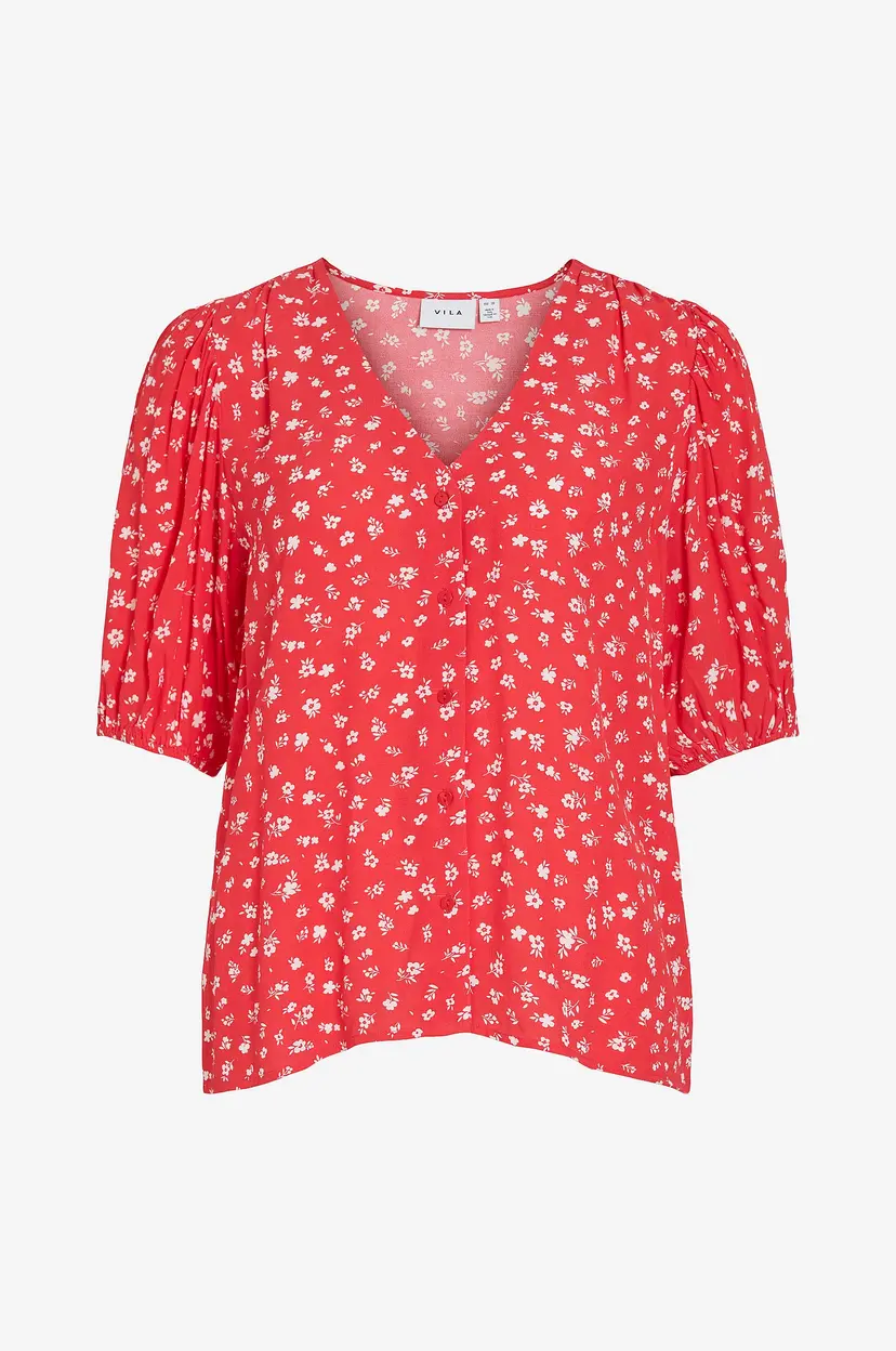 Vila Bluse viHibiki Bis V-neck 2/4 - Rosa