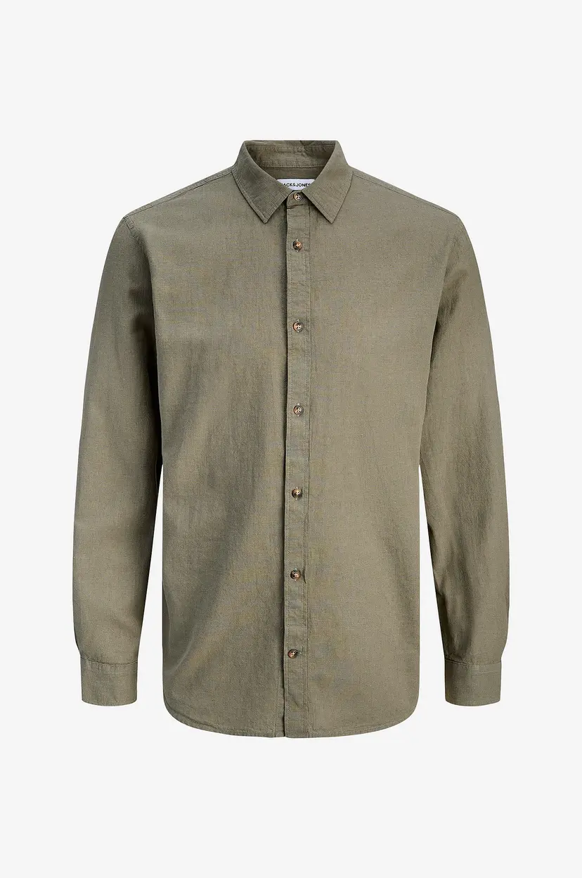 Jack & Jones Skjorte jjeSummer Linen Blend Shirt L/S SN - Grønn