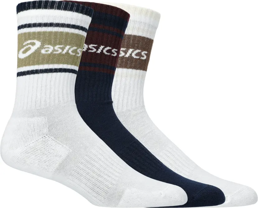 Asics Asics 3 Pack Asics Logo Crew Sock Midnight/dark Red Planet/lemongrass