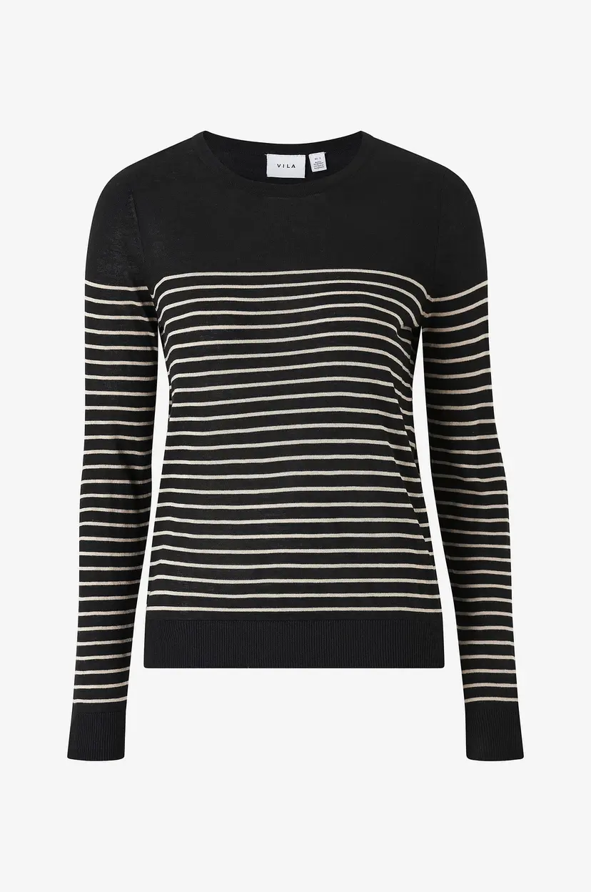 Vila Genser viAbella Open O-neck L/S Knit Top - Svart