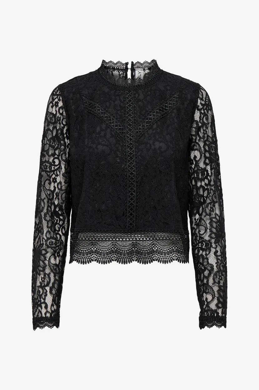 ONLY Blondetopp onlNew Karo LS Lace Top Wvn - Svart