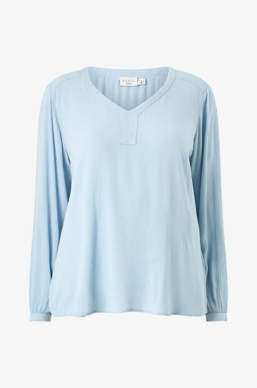 KAFFE Curve Bluse kCami LS Blouse - Blå