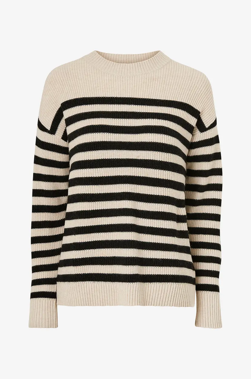 Vila Genser viRil Rib Stripe L/S Knit Top - Beige