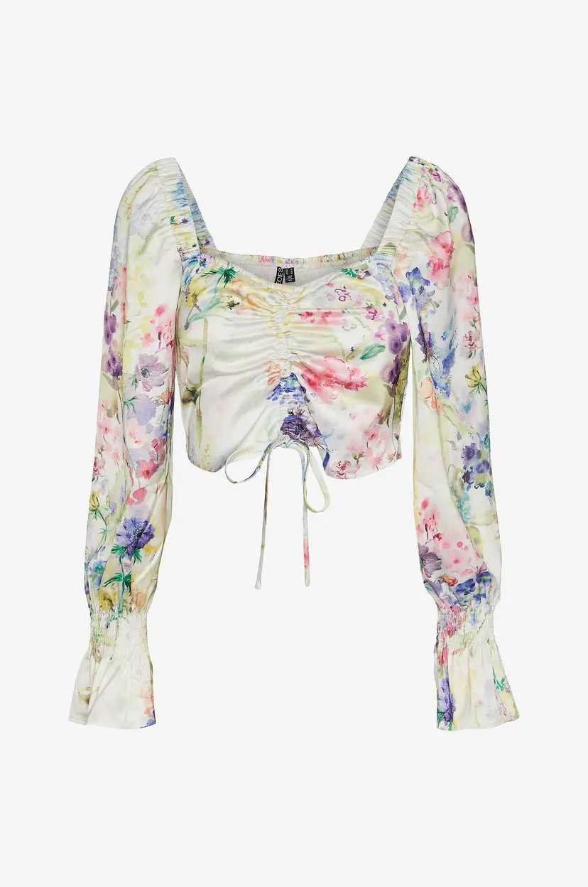 Pieces Bluse pcMari LS Tie Top D2d - Hvit