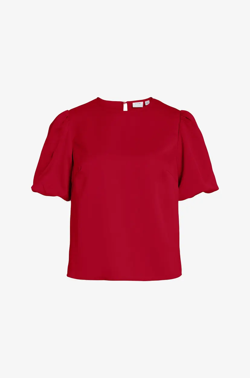 Vila Bluse viEllette 2/4 Satin Puff Top - Rød