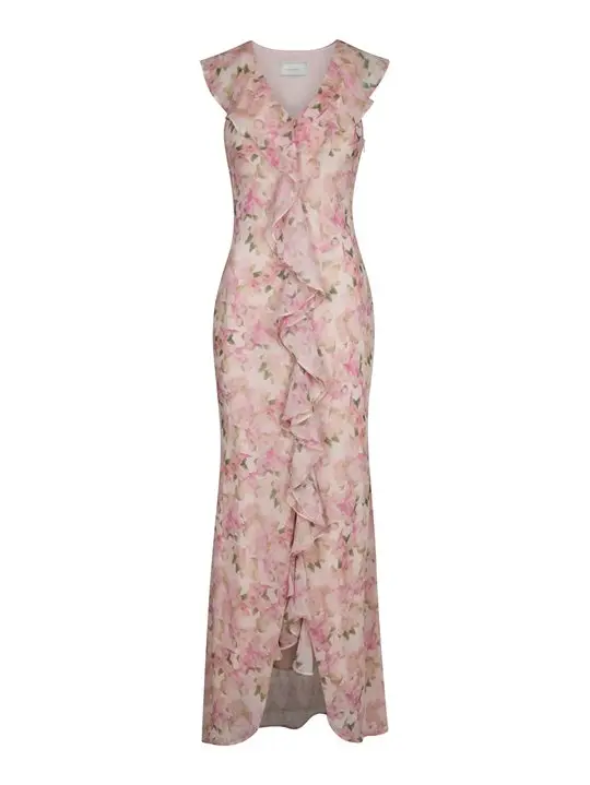 Neo Noir Neo Noir - Zella Chiffon Print Dress - Dusty Pink