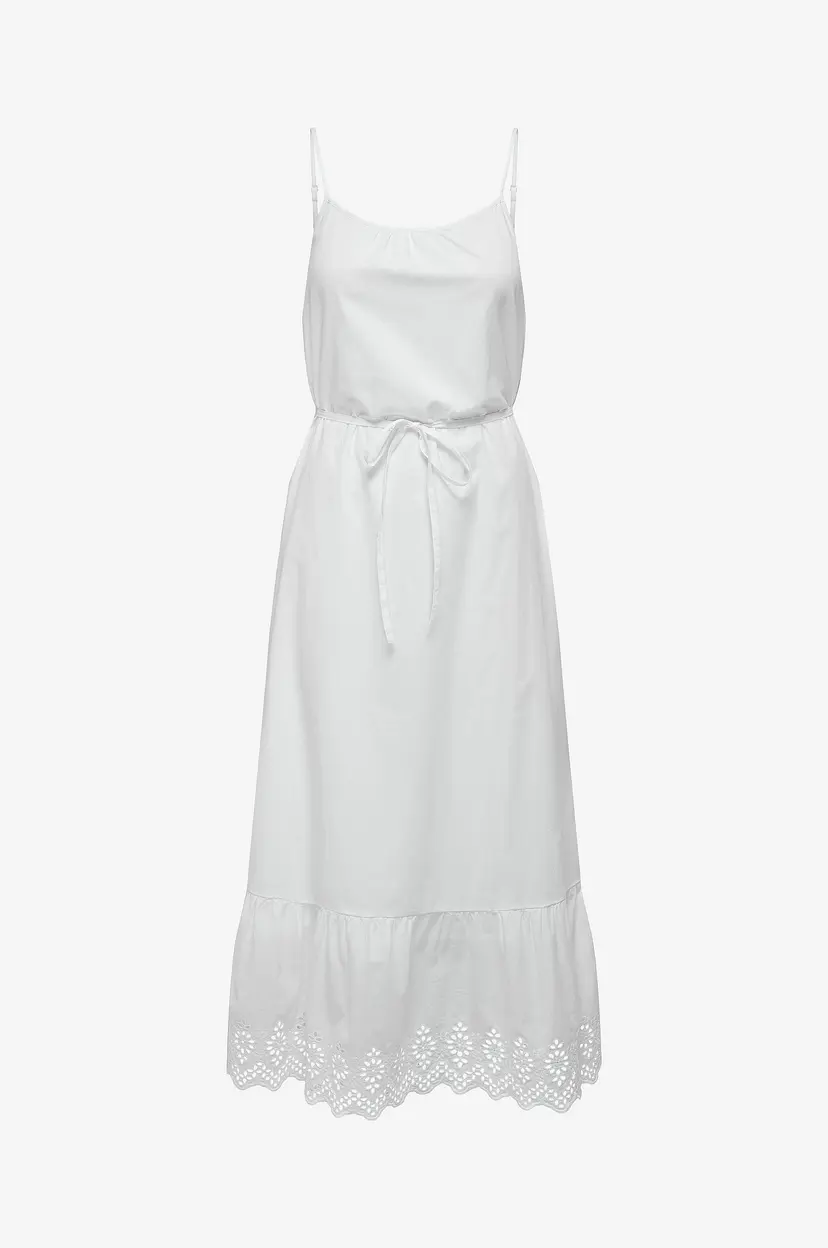 ONLY Maxikjole onlLou Life Emb Strap Ankel Dress - Hvit