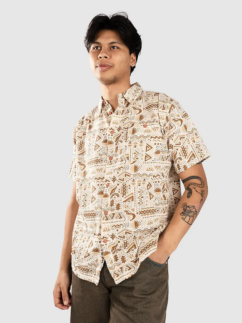 Passenger Passenger Chill Textured Short Sleeve Skjorte mønster