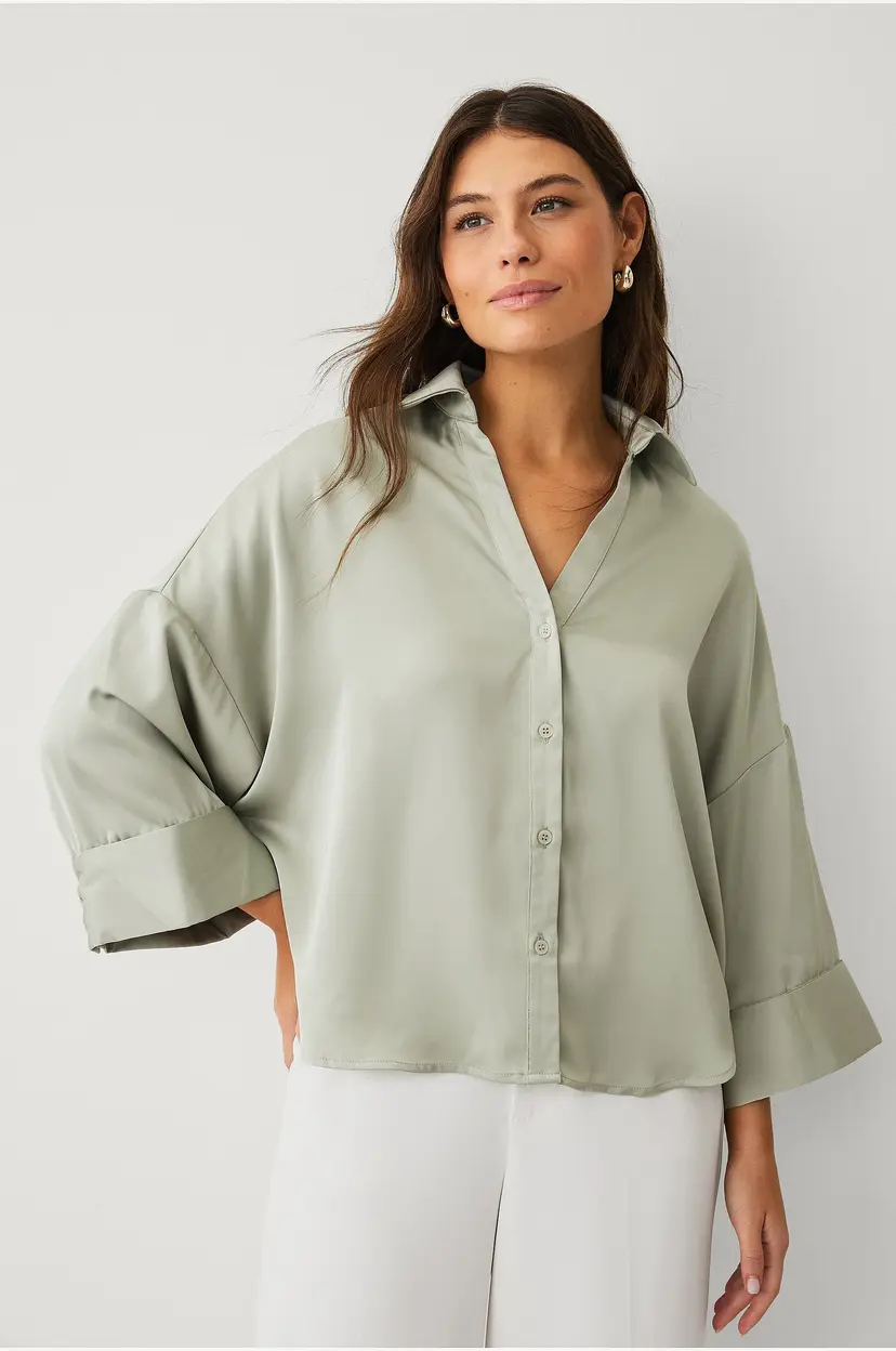 Ellos Collection Bluse med brede ermer - Grønn