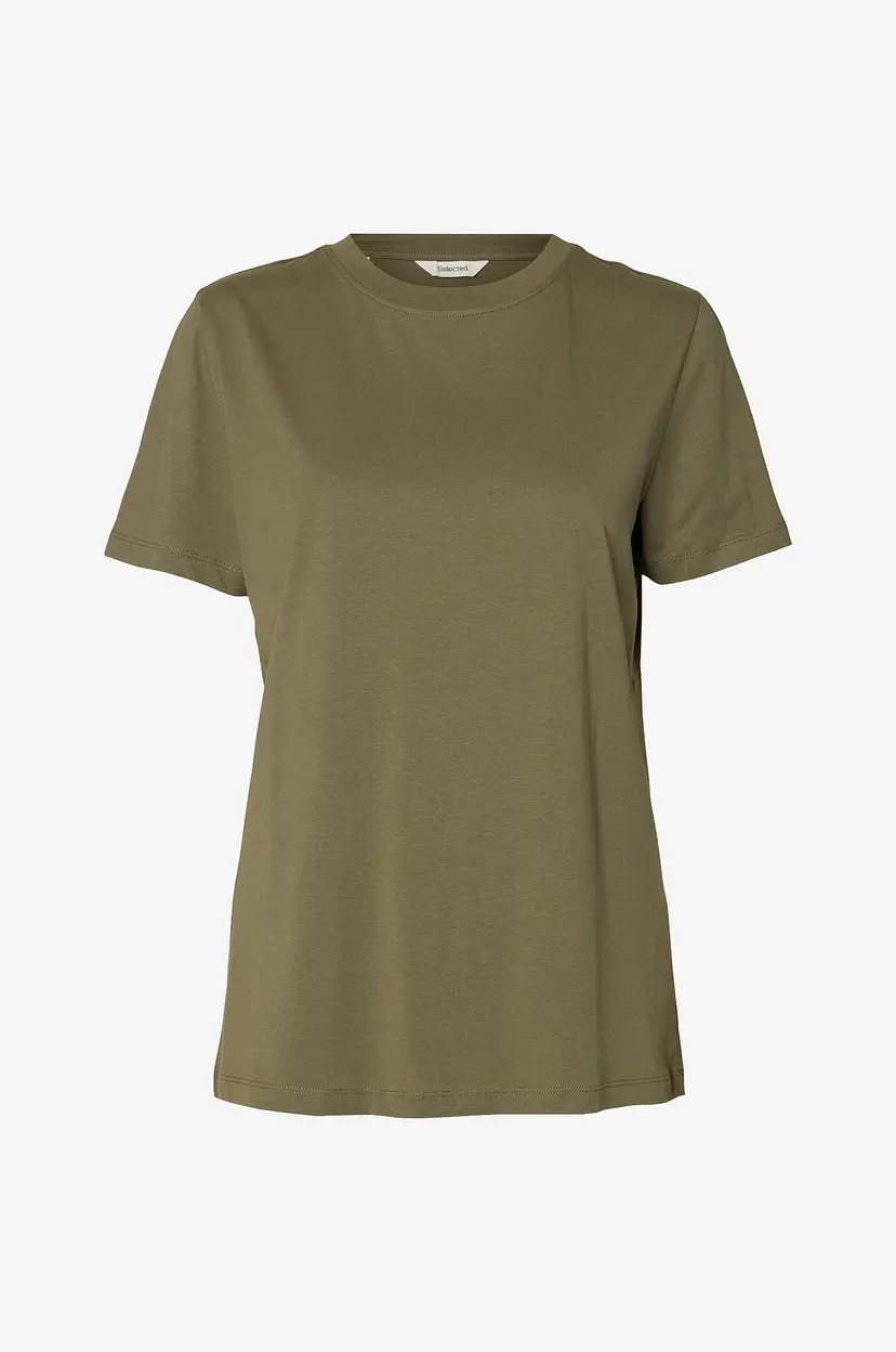 Selected Women Topp slfMyessential SS O-neck Tee - Grønn