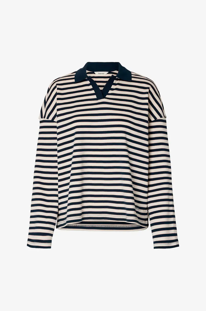 Selected Women Pullover slfMilly LS Polo - Blå