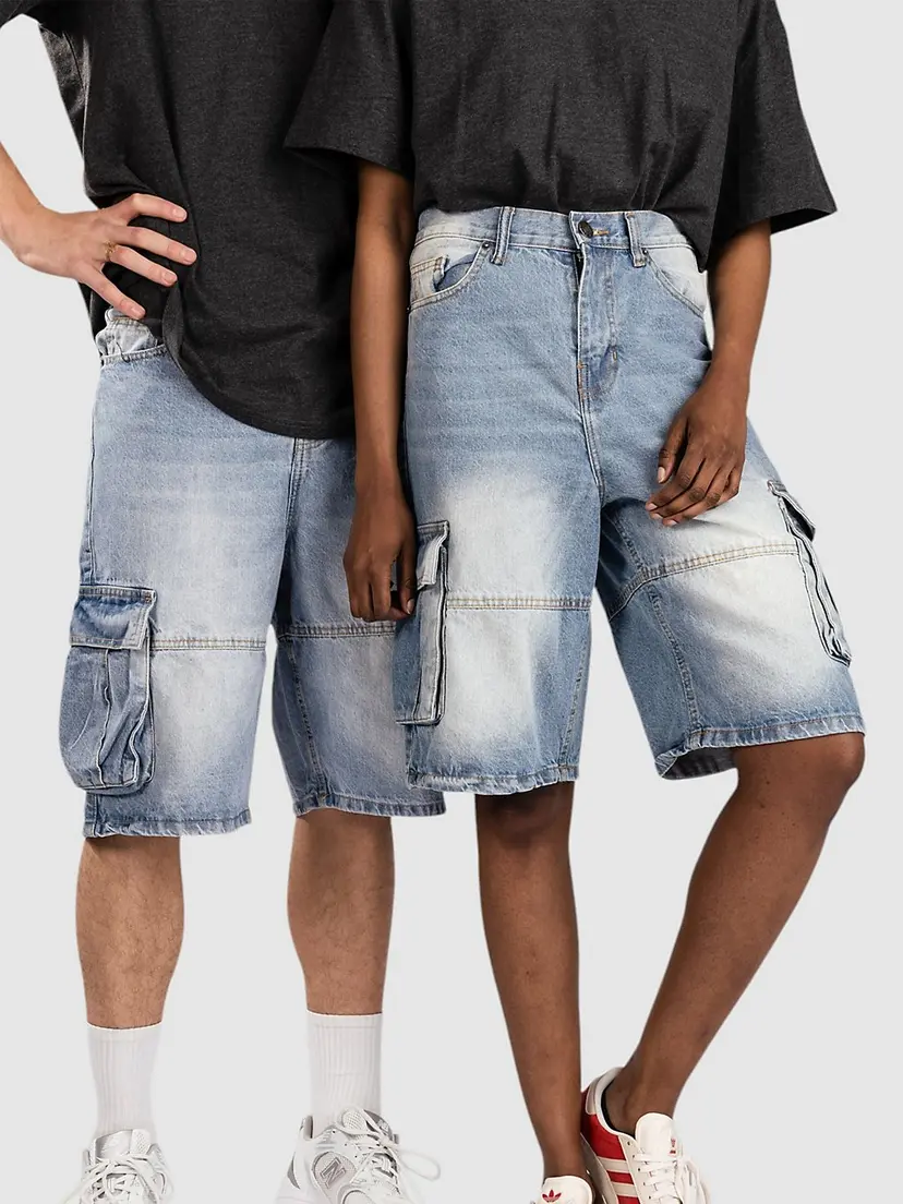Urban Classics Urban Classics Relaxed Denim Cargo Shorts blå
