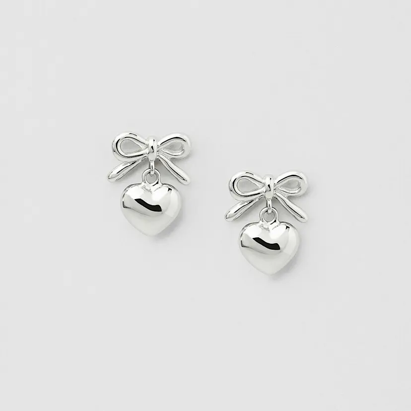 Safira Bow Heart Studs
