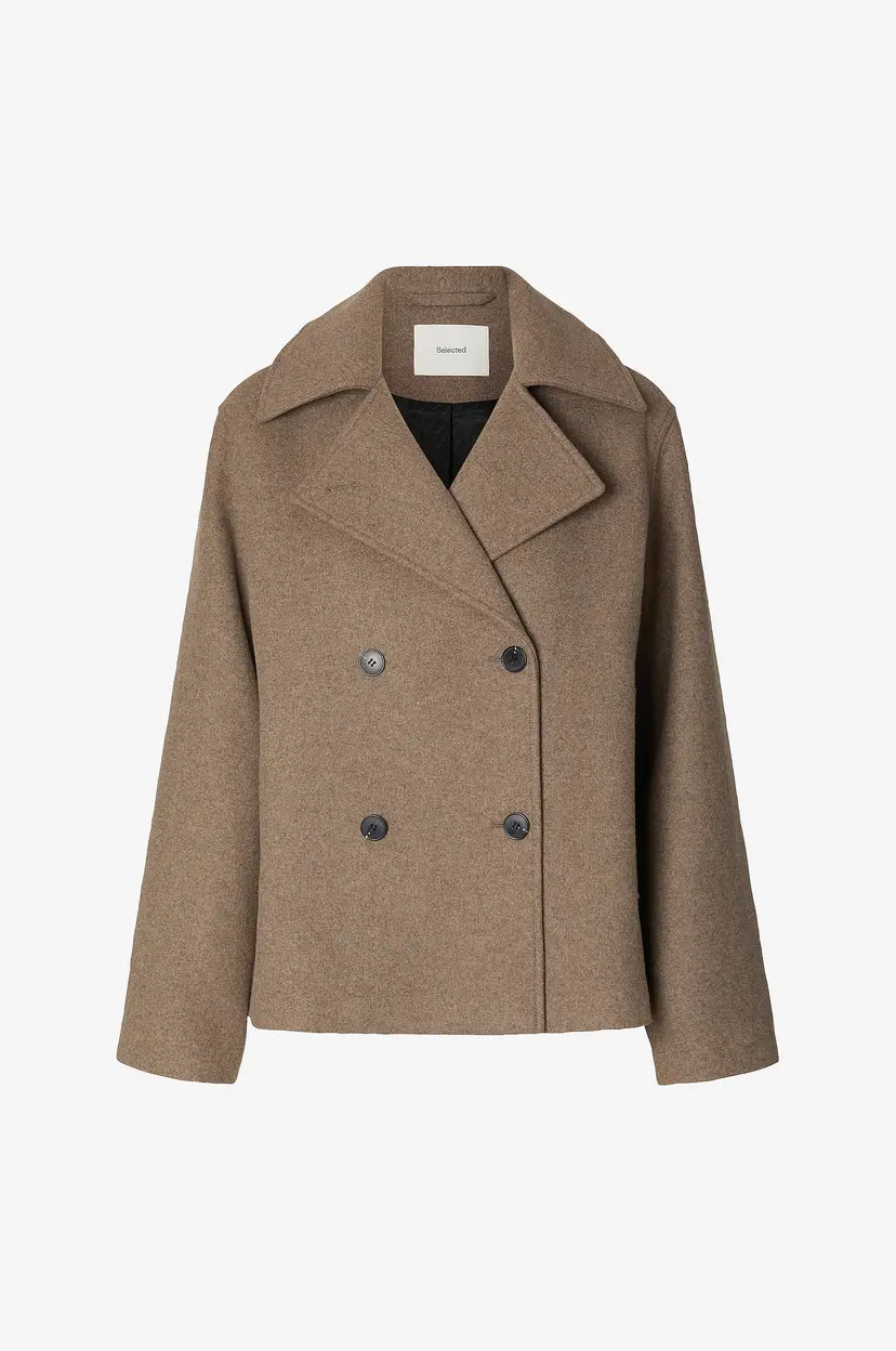 Selected Women Ullkåpe Slwzia-alma Wool Blend - Brun