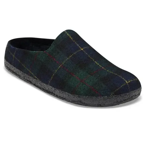 Birkenstock Birkenstock Amsterdam Wrapped Dip Felt Narrow Green Navy Plaid