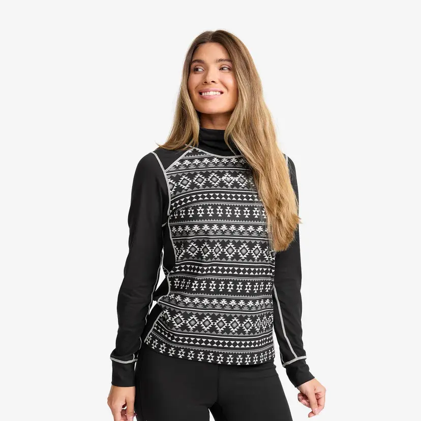RevolutionRace Downhill Base Layer Turtleneck Top Dame Black/Peyote