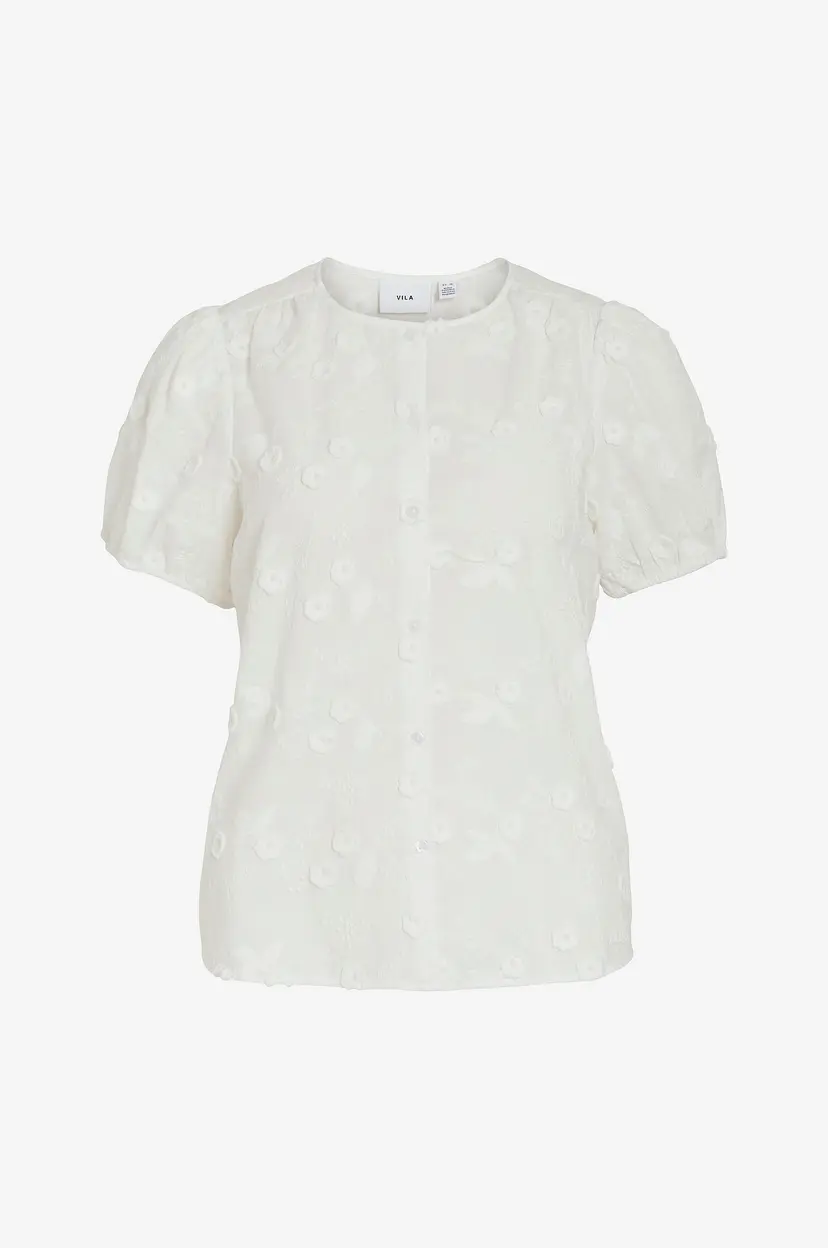 Vila Skjorte viSimone O-neck S/S Top/r - Hvit