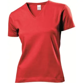 Stedman Stedman Classic V-Neck Women T-shirt Rød bomull Small Dame