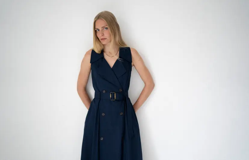 The Shirt Company MORGANE DRESS - Navy, Cotton Chino